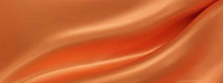 Abstract orange silk vector background. Luxury cloth or liquid wave. Abstract or orange fabric texture background. Orange Cloth soft wave. Creases of satin, silk, and Smooth elegant cotton.のイラスト素材