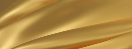 Abstract golden silk vector background. Luxury cloth or liquid wave. Abstract or gold fabric texture background. Gold Cloth soft wave. Creases of satin, silk, and Smooth elegant cotton.のイラスト素材