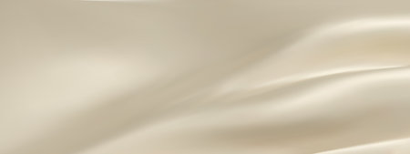 Abstract golden silk vector background. Luxury white cloth or liquid wave. Abstract or cream fabric texture background. Beige Cloth soft wave. Creases of satin, silk, and Smooth elegant cotton.のイラスト素材