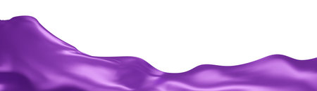 Purple silk textile fabric flag background with copy space. Smooth elegant purple Satin for grand opening ceremony. Purple curtain. 3d vector illustration.のイラスト素材