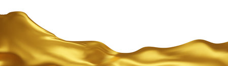 Gold silk textile fabric flag background with copy space. Smooth elegant golden Satin for grand opening ceremony. Gold curtain. 3d vector illustration.のイラスト素材