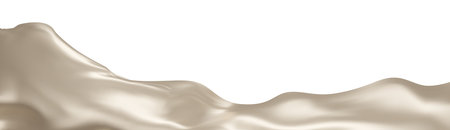 Beige silk textile fabric flag background with copy space. Smooth elegant cream Satin for grand opening ceremony. Beige curtain. 3d vector illustration.のイラスト素材