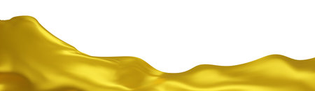 Yellow silk textile fabric flag background with copy space. Smooth elegant yellow Satin for grand opening ceremony. Yellow curtain. 3d vector illustration.のイラスト素材