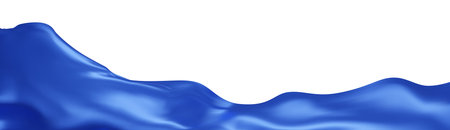 Blue silk textile fabric flag background with copy space. Smooth elegant blue Satin for grand opening ceremony. Blue curtain. 3d vector illustration.のイラスト素材