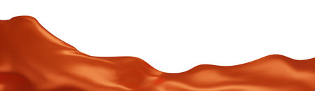 Orange silk textile fabric flag background with copy space. Smooth elegant orange Satin for grand opening ceremony. Orange curtain. 3d vector illustration.のイラスト素材