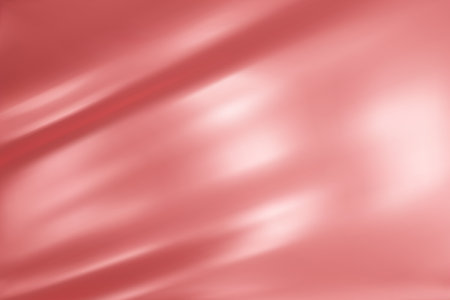Abstract red gradient background. Minimalistic subtle wavy Pink peach silk texture. 3D vector illustration.のイラスト素材