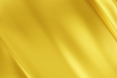 Abstract yellow gradient background. Minimalistic subtle wavy golden silk texture. 3D vector illustration.のイラスト素材