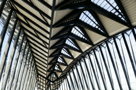 metal modern architecture in lyon airport のeditorial素材