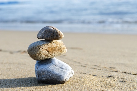 Pile of colored stones on the beach