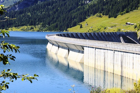 view of the Roselend weir, Savoyn, French alps