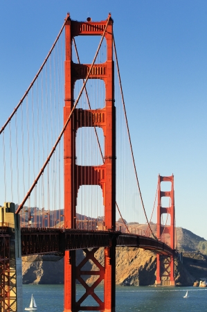 famous Golden Gate Bridge, San Francisco at night, USAの写真素材