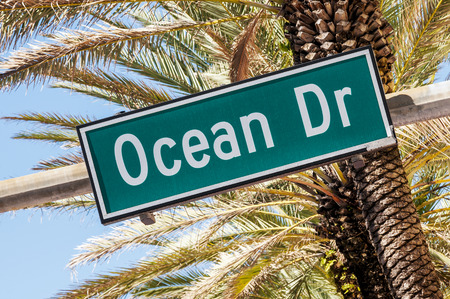 street sign of famous street Ocean Driveの写真素材
