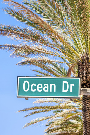 street sign of famous street Ocean Driveの写真素材