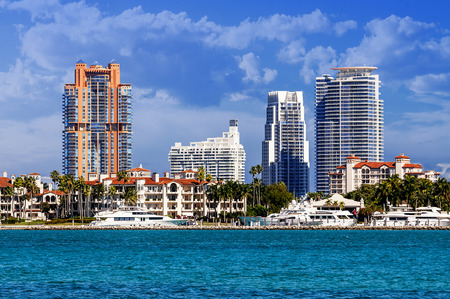 Miami south beach, view from port entry channel, Floride, USA. の写真素材