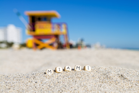 Miami letters on the sandの写真素材
