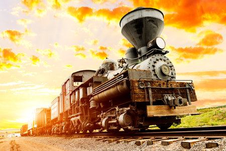 beautiful ils train in the sunset of southwest USAのeditorial素材