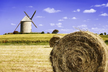 the Moidrey windmill in Pontorson, Normandie, Franceの写真素材