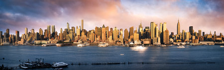Lower Manhattan skyline. Giant panoramic view USAのeditorial素材