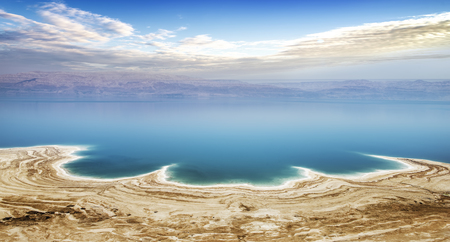 Famous Dead sea view in Israel with Jordania coastの写真素材