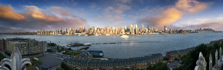 Lower Manhattan skyline. Giant panoramic view from New Jersey, New York New York, USA