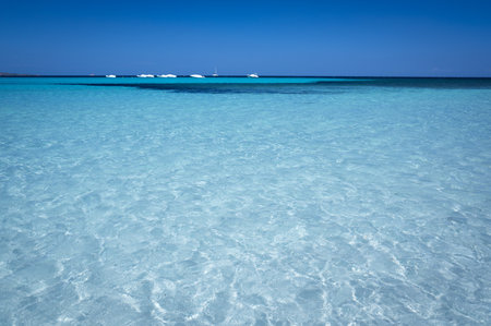 Famous La Cinta beach with beautiful water. San Theodoro in Sardinia, Italyの写真素材