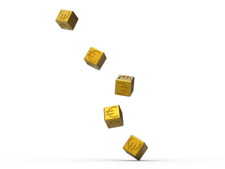 roll of the dice in gold with the euro symbolの写真素材