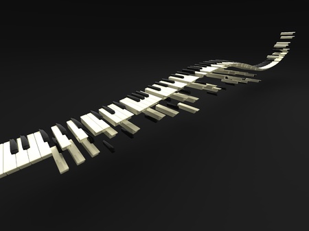 3d illustration of wave of many long keybordの写真素材