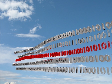 3d illustration of a long sequence of digital data
