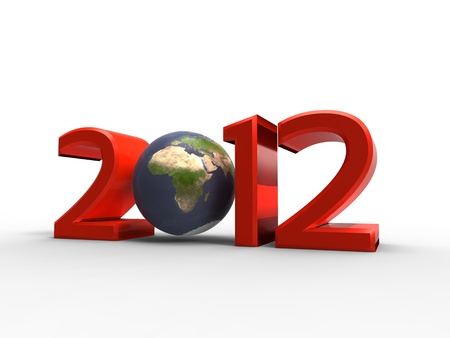 3d illustration of our planet in the new year 2012 on a white background
