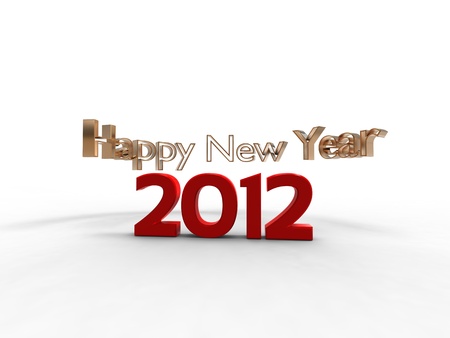 3d illustration of the new year in red with the words new year all around