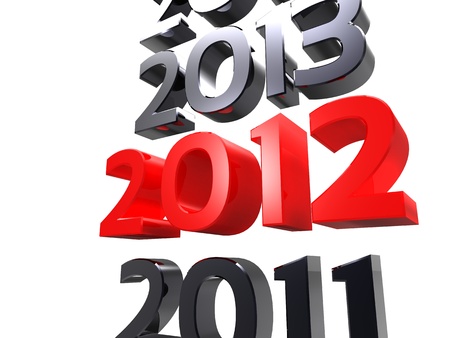 3d illustration of the new year as the years march on white background