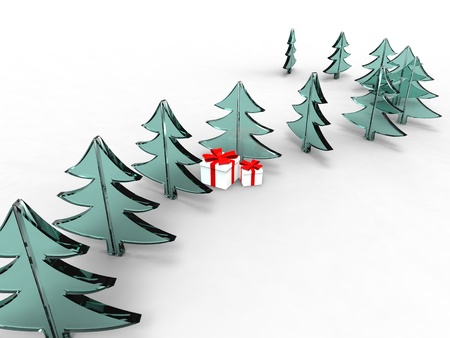 illustration of a series of Christmas tree design with giftの写真素材