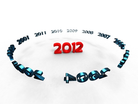 years of stealing around the new year 2012 in red on white backgroundの写真素材