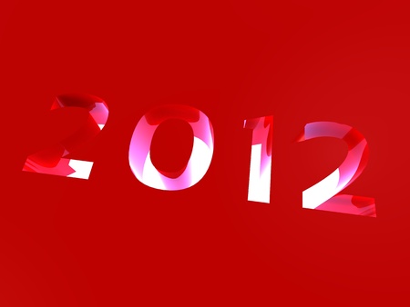 3d illustration of the new year extruded and lit from below on a red backgroundの写真素材
