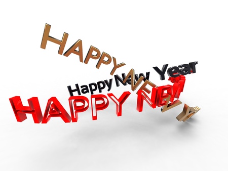 3d illustration of the word New Year in the process of swirling