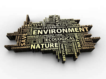 3d illustration of several words assembled on the topic of the environment