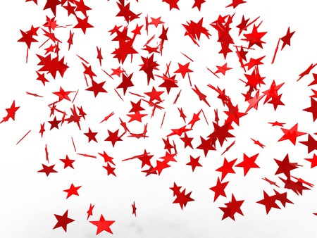 3d illustration of red stars falling on white background