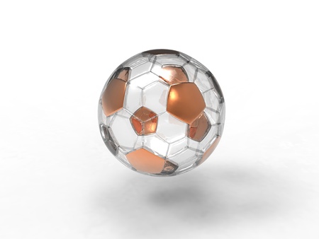 3d illustration of gold ang glass ball on a white backgroundの写真素材