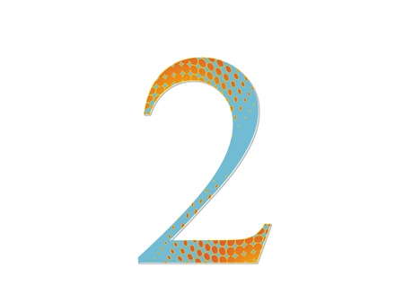 2d illustration of a blue number with a gradient of red dots on a white groundの写真素材