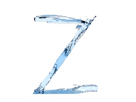 3d illustration of a flow of water is the letter Z on white backgroundの写真素材