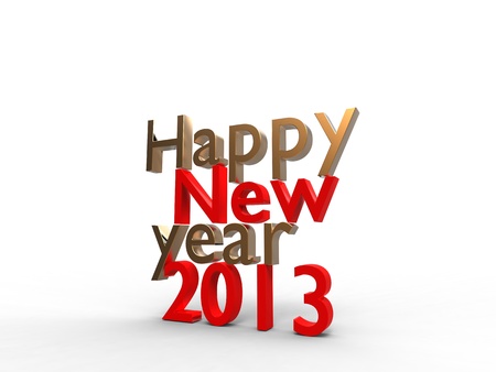 3d illustration of vertical golden and red letters of new yearの写真素材