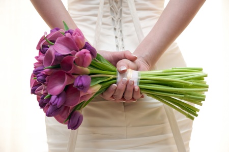 bride with a wedding bouquet の写真素材