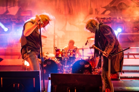 SNINA, SLOVAKIA - AUGUST 8  Ronnie Atkins and Tobias Sammet perform with Avantasia project on music festival Rock pod Kamenom in Snina, Slovakia on August 8, 2013のeditorial素材