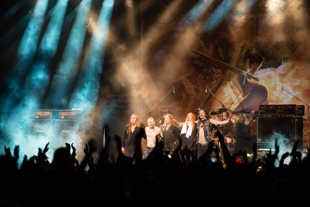 SNINA, SLOVAKIA - AUGUST 9  Finnish power metal band Stratovarius performs on music festival Rock pod Kamenom in Snina, Slovakia on August 9, 2013のeditorial素材