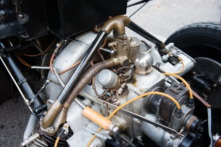 detail of vintage car engine