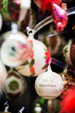 Christmas ball with Merry Christmas messageの写真素材