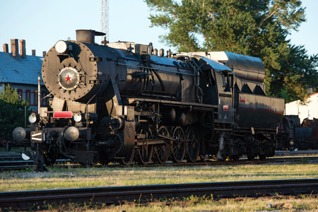 Vintage steam locomotive at the station