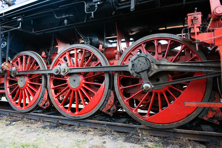 Detail of steam locomotive wheelsの写真素材