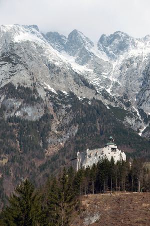Castle Hohenwerfen near Salzburg surrounded by the Berchtesgaden Alps, Austriaのeditorial素材