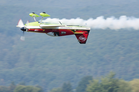 SLIAC, SLOVAKIA - AUGUST 30: Zoltan Veres performs amazing trick at SIAF airshow in Sliac, Slovakia...